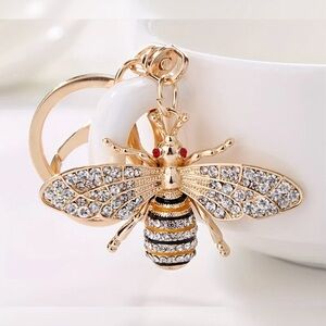 Gold and Silver Bee 🐝 Key Ring/Purse Charm with Sparkling Details